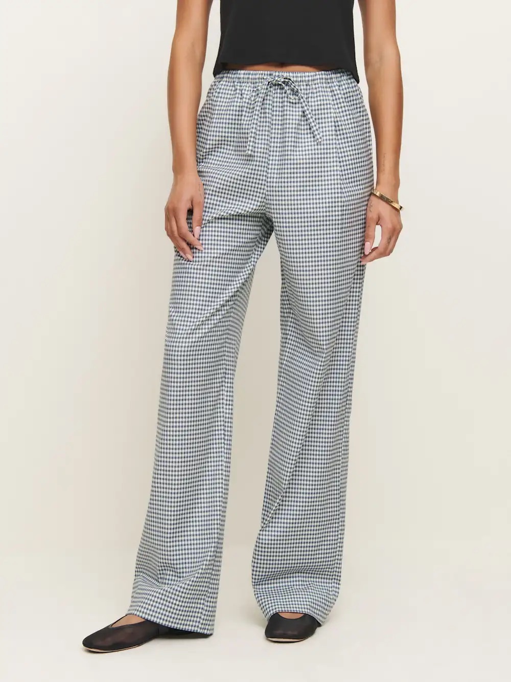 Reformation Micah Poplin Pant - Slate Check - Picture 2 of 3